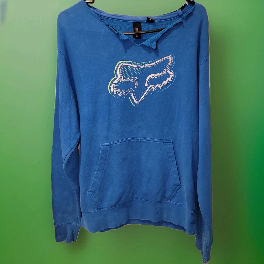 Fox Blue Pullover Hoodie with Logo